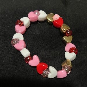 Heart Charm Bracelet in Pink, Red, and Gold